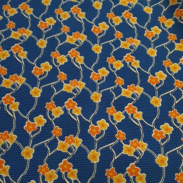 Softshell, fabric, sold by the meter, blue-yellow, flowers