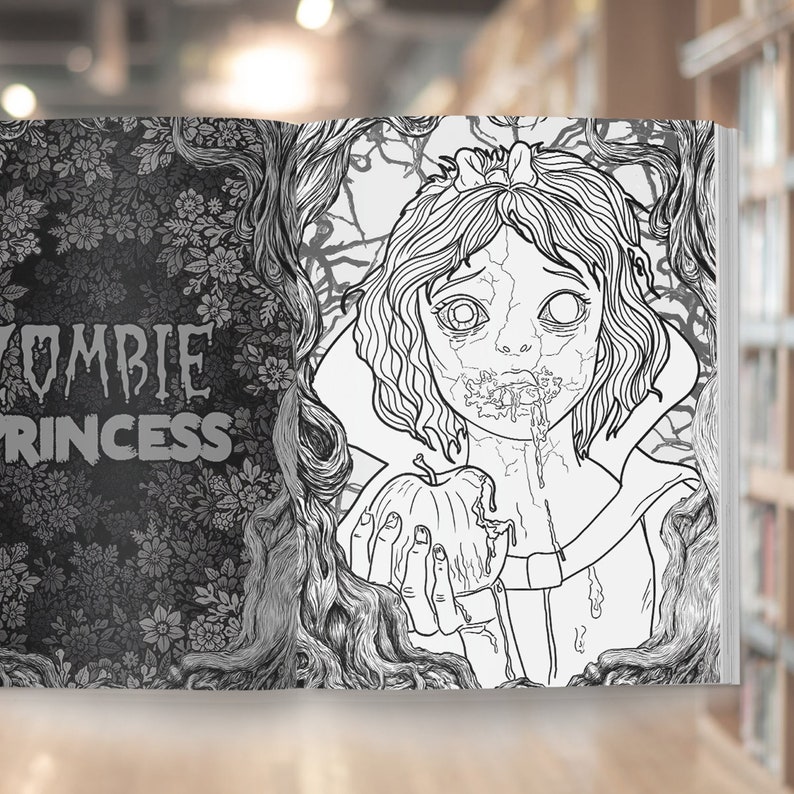 Zombie Princess Coloring Book: Creepy Princess Coloring Page | Etsy