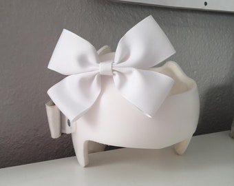 WHITE - Cranial Helmet Bow - DOC Band Bow - Starband Bow