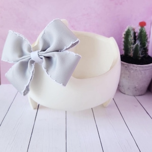 GRAY / LACE - Cranial Helmet Bow - DOC Band Bow - Starband Bow