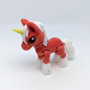 Unicorn 3D Printed Articulate Figure Fidget PLA Gradient Orange