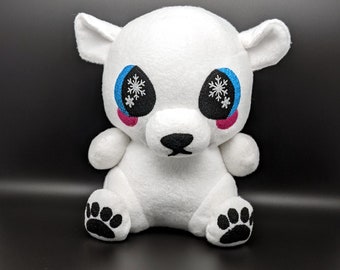 Polar Bear Plushie with Blue Glitter Snowflake Eyes