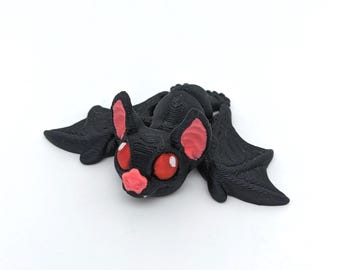 Mini Bat 3D Printed Black Articulated Hatchling PLA