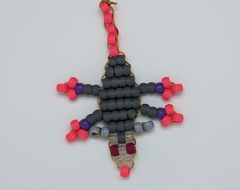 Opossum Pony Bead Friend: Kandi Gray and Pink Opossum