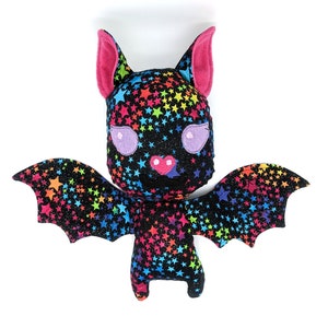 Rainbow Star Bat Plushie Cotton Glitter Stuffie