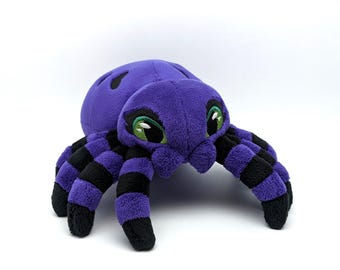 Spider Plushie Purple and Black Minky Stuffie Hearts Plush
