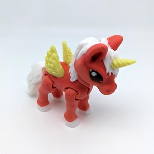 Alicorn 3D Printed Articulate Figure Fidget Gradient PLA Orange Yellow Glow