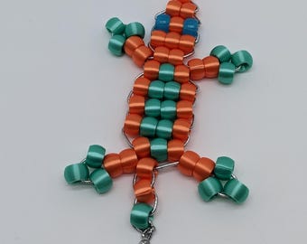 Lizard Pony Bead Critter Orange Silk PLA 3D Printed Beads: Kandi Lizard