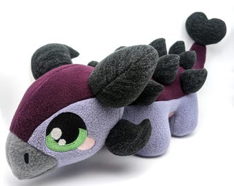 Ankylosaurus Plushie Purple Fleece Dinosaur Stuffie Dark Heathered Gray Anky Plush Stuffed Animal