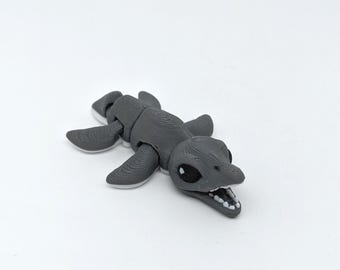 Mini Mosasaur 3D Printed Gray Articulated Hatchling PLA