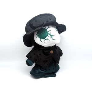 Plague Doctor Plushie Green Cracked Glitter Vinyl Eyes Black Stars Celestial