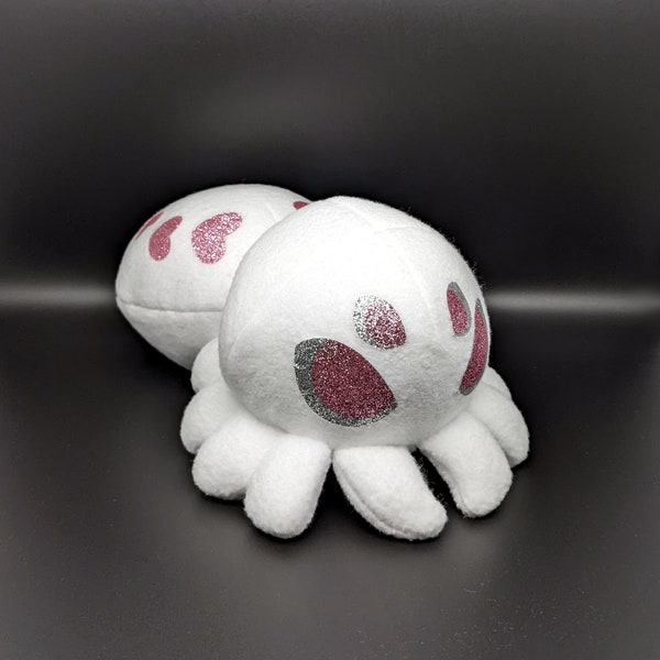 White Spider Plushie Pink Glitter Hearts Skull Plush