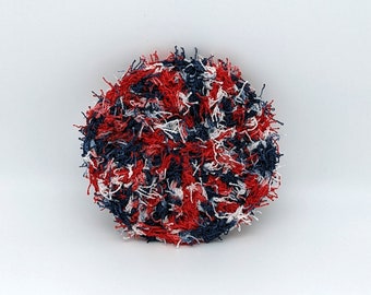 Crochet Dish Scrubby: Americana Red, White, and Blue Polyester Yarn
