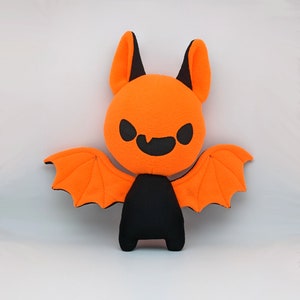 Jack O&#39;Lantern Bat Plushie Pumpkin Bat Stuffie Orange and Black Bat Plush