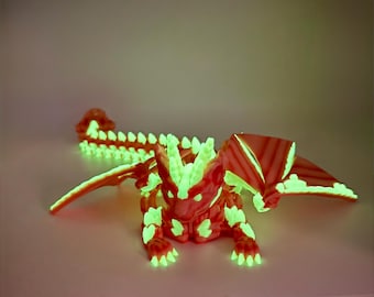 Articulated Cat Dragon: Glow in the Dark 3D Printed Fidget