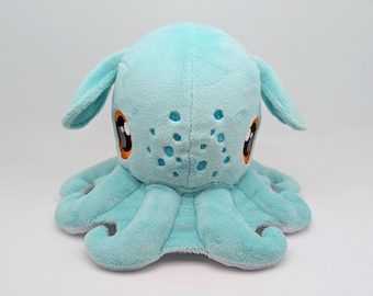 Dumbo Octopus Plushie Ice Green Minky Stuffie Sewn Embroidered Sea Creature Plush Stuffed Animal