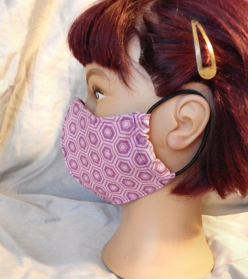 Geometric Purple Hexagon Face Mask Shape Cotton Mask Etsy