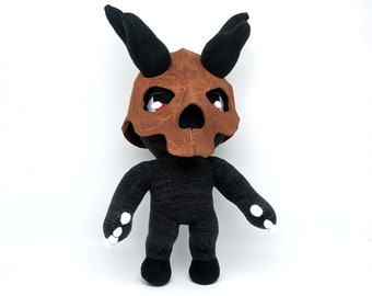 Skin Walker Plushie Wendigo Cryptid Stuffie with Plush Fleece Genuine Leather and Metal Rivets