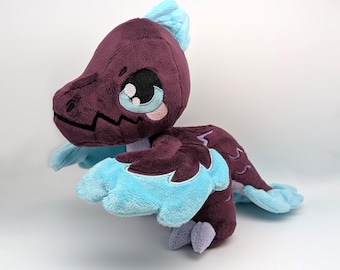 Raptor Plushie Purple and Blue Feathered Velociraptor Dinosaur Stuffie Pyroraptor Soft Plush Minky