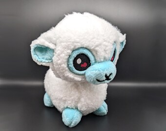 Alpaca Plushie White Sherpa Light Blue Minky Fur Llama Stuffie Sheep Lamb