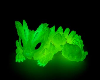 3D Printed Articulated Cat Dragon Glow-in-the-Dark Fidget 9"