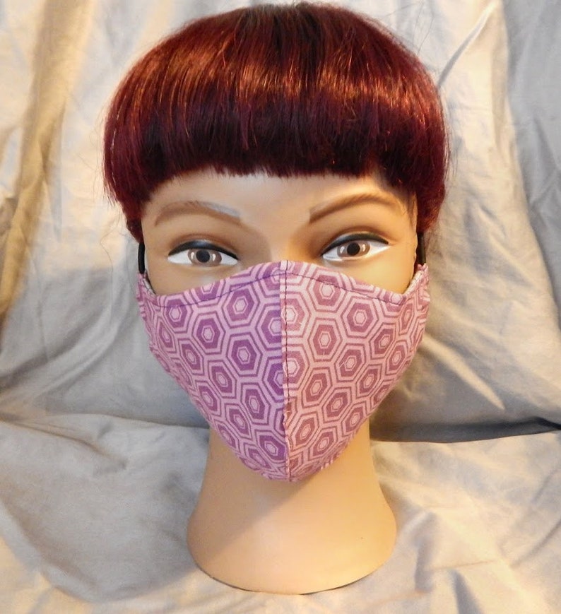 Geometric Purple Hexagon Face Mask Shape Cotton Mask Etsy