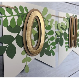 Bannière verdure pour baby shower, bannière verdure personnalisée, bannière eucalyptus, succulente baby shower, baby shower sans distinction de sexe, décoration de Noël