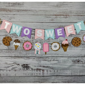 Two Sweet Banner, Sweets Birthday Banner, Two Sweet Birthday, Birthday Sweets, Sweets Banner, 2 Sweet, Doughnut Birthday