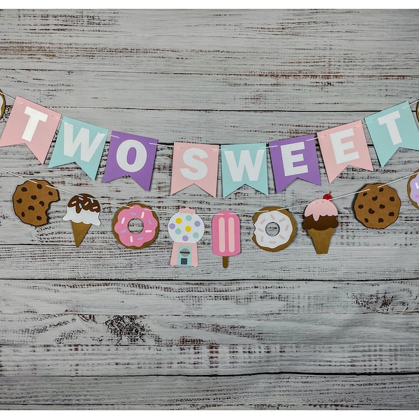 Two Sweet Banner, Sweets Birthday Banner, Two Sweet Birthday, Birthday Sweets, Sweets Banner, 2 Sweet, Doughnut Birthday