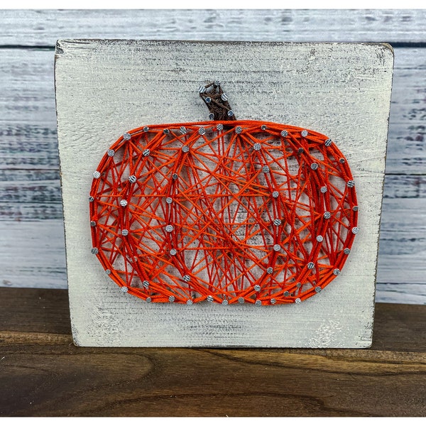 Fall Pumpkin String Art Rustic Decor made from Recycled Barn Wood