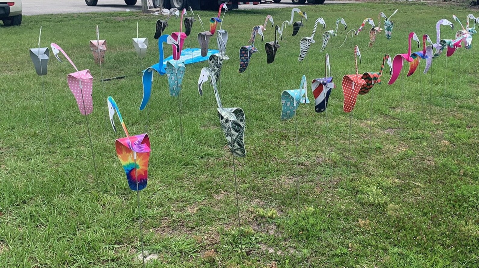 Handmade Dancing Yard Flamingos Yard Decor | Etsy