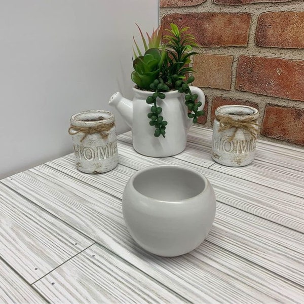White Ceramic Pot Planter with Drainage Hole - 3 inch