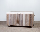 Reclaimed wood Dowry chest. Sustainable spruce furniture on wheels. Custom orders welcome.