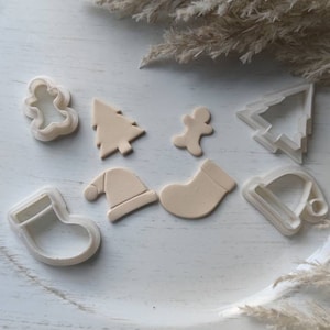 Polymer Clay Cutter Set | cookie cutter | embosser | FIMO cutters | Stamp | Polymer Clay Accessories | handmade jewelry | Christmas, fir tree
