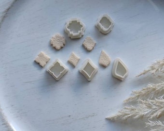 Polymeerklei uitstekerset | Koekjesvorm | Embosser | FIMO uitsteker | Stempel | Polymeerklei accessoires | DIY gereedschap | Oorbellenset