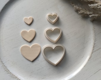 Polymer Clay Cutter Set Heart | Cookie cutter | Embosser | FIMO cutter | Stamp | Polymer clay accessories | DIY tools | Handmade jewelry |