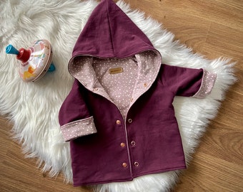 Baby Wendejacke Gr. 68 mit Kapuze, Babyjacke, Bio-Baumwolle