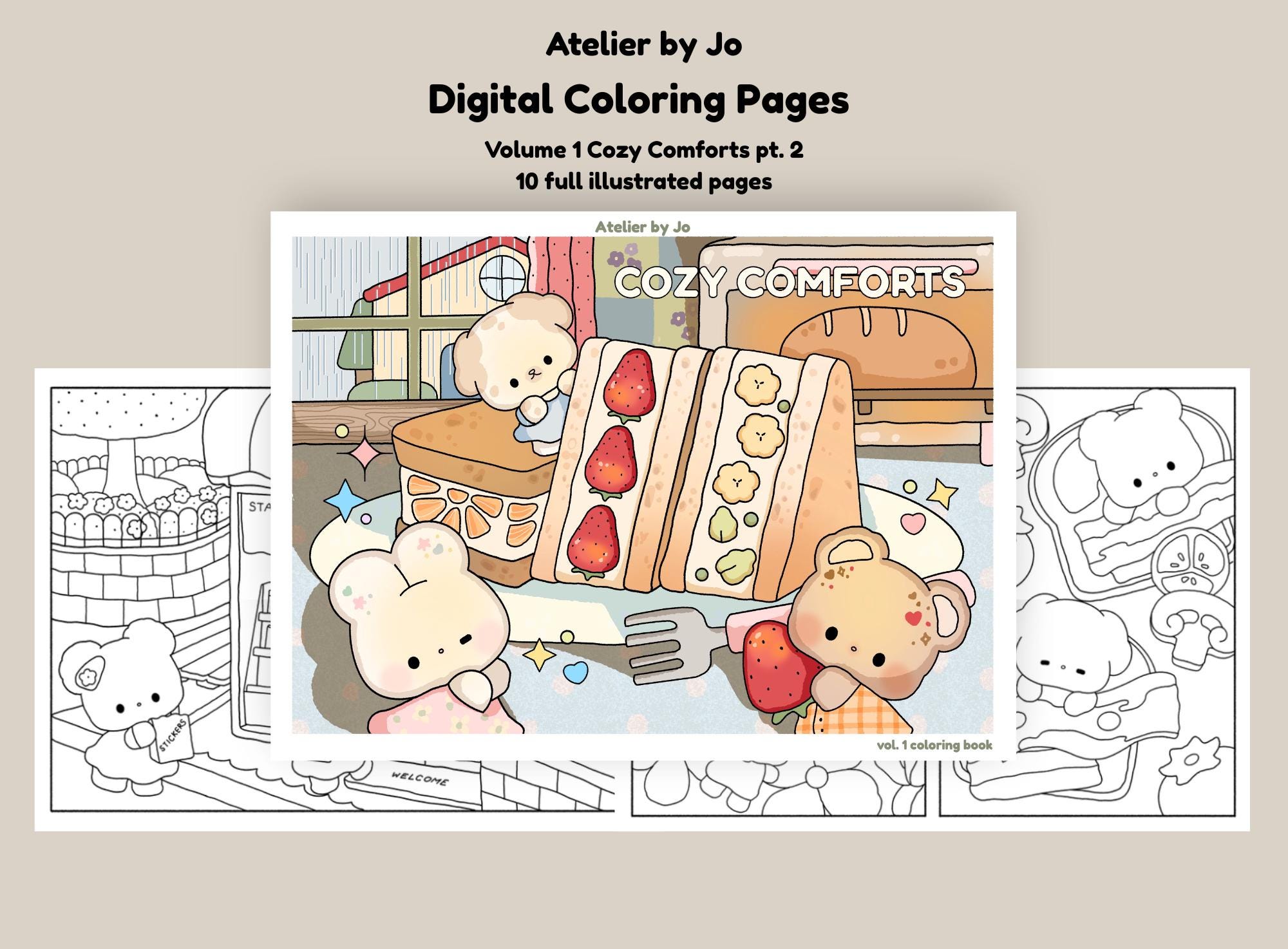 PART 2 Digital Cozy Comforts Vol. 1 – 10 Printable Coloring Pages for Kids & Adults