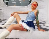 Ripped denim dress Boho dress Summer dress Party dress Corset dress Fantasy dress Evening dress Vintage dress Lolita dress Bohemian dress