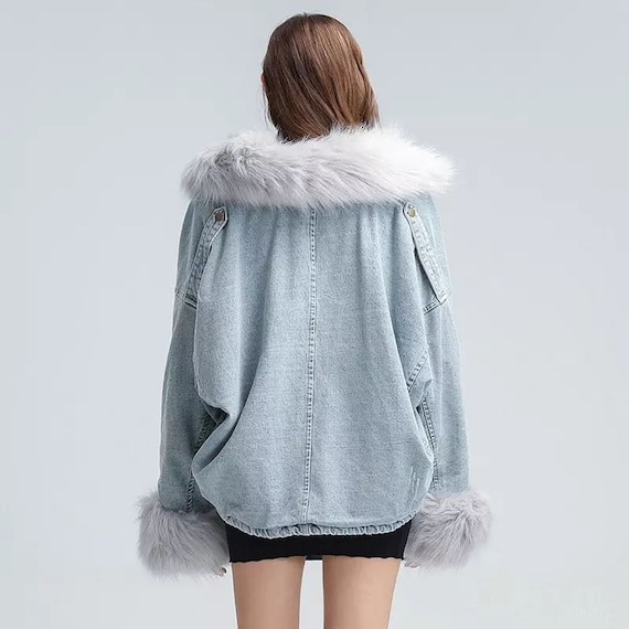 Faux Fur Denim Jacket Jean Jacket 