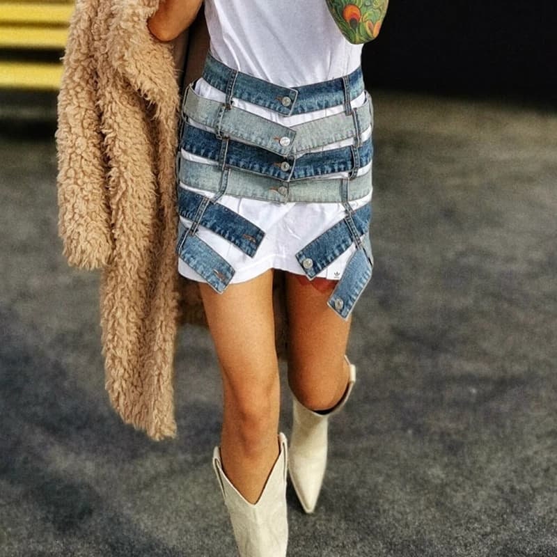 Cute Trendsetter Patchwork Denim Mini Skirt