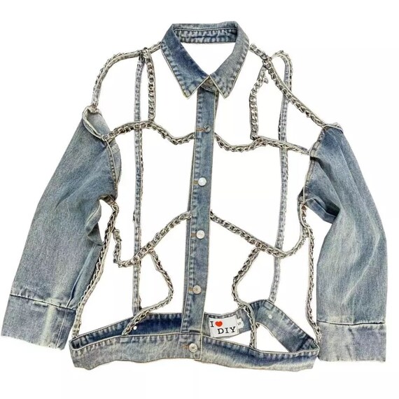 Chain Couture Denim Jacket