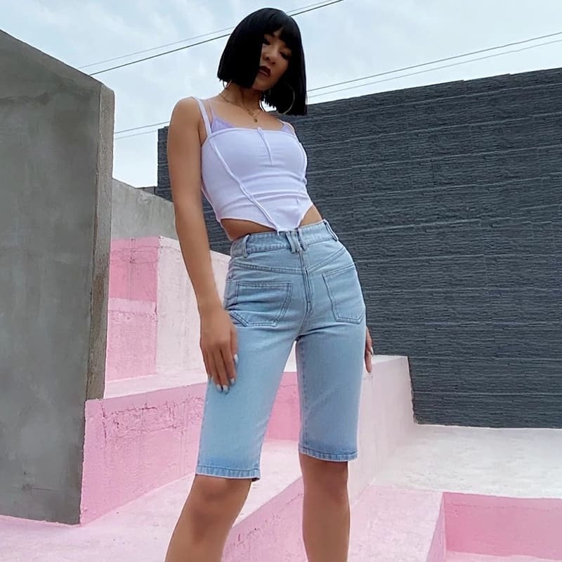 high waist shorts denim