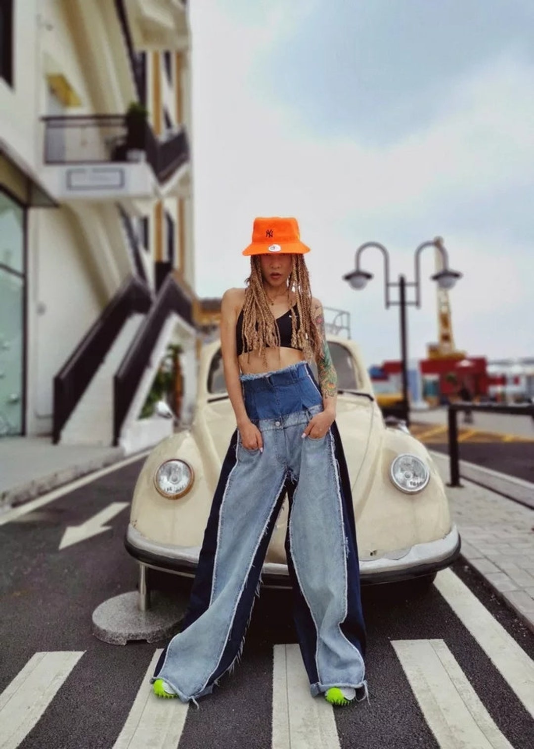 CreativesbyMargo Ripped Jeans Baggy Jeans Jeans Women Patchwork Jeans Wide Leg Jeans Boyfriend Jeans Blue Denim Pants Pacthed Jeans Loose Jeans Ripped Denim