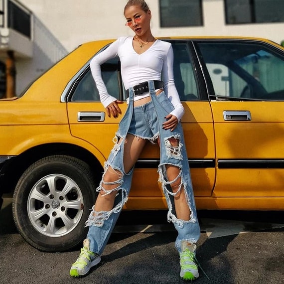 patched ripped mom jeans