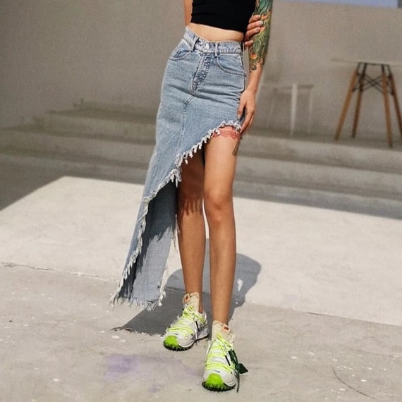 denim skirt asymmetric