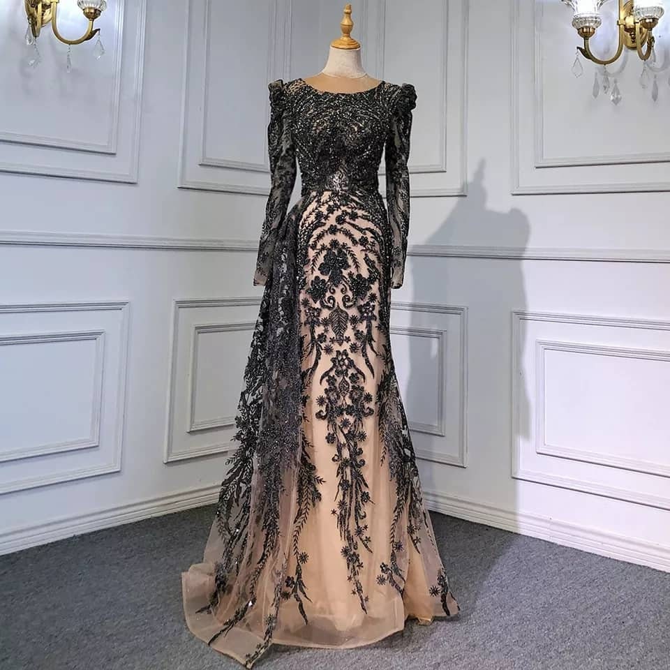 Black Sequined Couture Dress Haute Couture Saudi Dress Dubai - Etsy