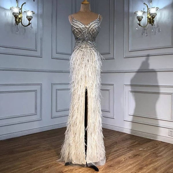 White Feather Dress Etsy