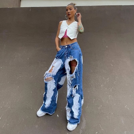 Jeans larghi strappati Jeans larghi donne Boyfriend jeans | Etsy Italia