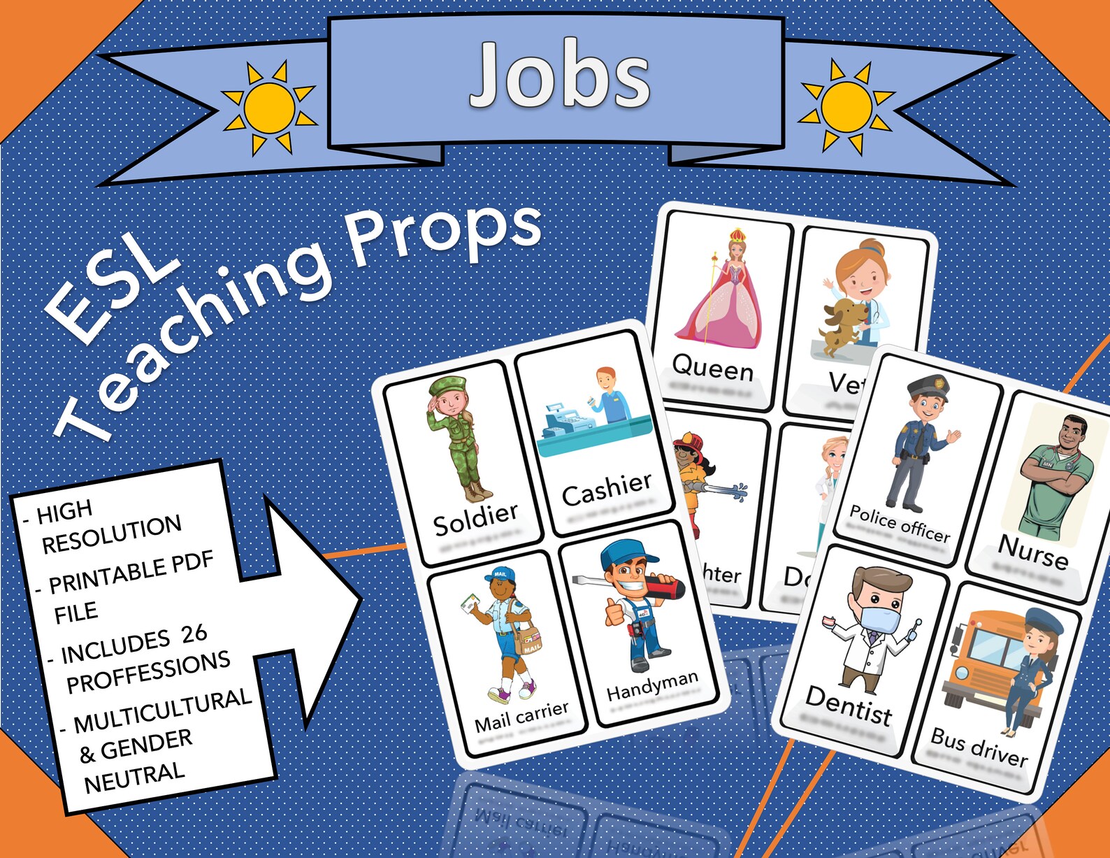 Job Flashcards ESL Teaching Props Instant Download Etsy